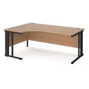 image of Office Desk Left Hand Corner Desk 1800mm Beech Top With Black Frame 1200mm Depth Maestro 25 MCM18ELKB