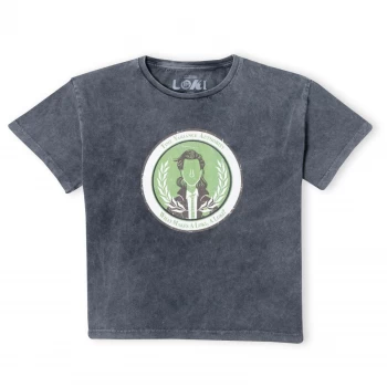 Image of Marvel Variance Authority Loki Womens Cropped T-Shirt - Black Acid Wash - L - Black Acid Wash