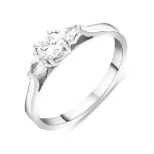 image of Platinum 0.46ct Diamond Round Brilliant and Pear Cut Three Stone Ring