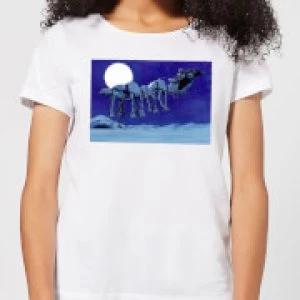 Image of Star Wars AT-AT Darth Vader Sleigh Womens Christmas T-Shirt - White - 3XL