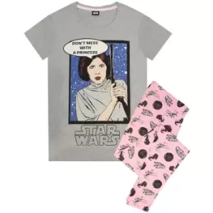 Image of Star Wars Womens/Ladies Princess Leia Pyjama Set (M) (Grey/Pink)