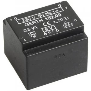Image of PCB mount transformer 1 x 230 V 2 x 15 V AC 0.50 VA 16 mA