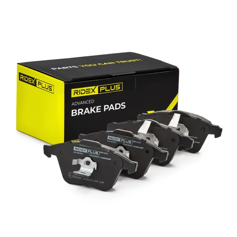 Image of RIDEX PLUS 402B0288P Brake pad set with integrated wear sensor, with piston clip Low-Metallic Brake Pad Set,disc brake (402)
