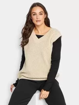 Image of Long Tall Sally Stone V Neck Knitted Vest, Grey, Size 14-16, Women