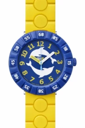 image of Childrens Flik Flak Dolph In Yellow Watch FCSP056