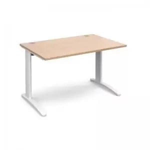 image of TR10 straight desk 1200mm x 800mm - white frame and beech top