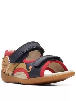 image of Clarks Toddler Zora Jungle Sandal, Navy/Red, Size 4 Younger