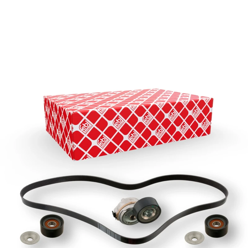 Image of FEBI BILSTEIN 45967 V-ribbed belt set with tensioner element, OE Turbo NEW V-Ribbed Belt Set (542)