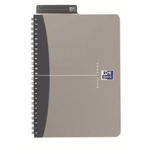 image of Oxford Office A4 Notebook Metallic Polypropylene Cover Wirebound 180 Pages 90gsm Grey Pack of 5