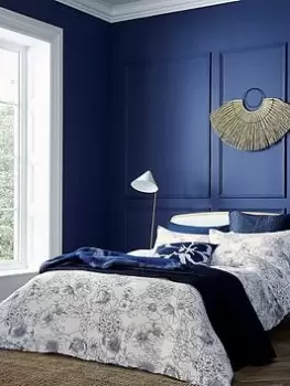 Image of Ted Baker Linear Floral Blue Duvet Cover - Ks