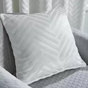 image of By Caprice Home Faye Art Deco Tufted Chevron Filled Cushion, Ivory, 43 x 43 Cm