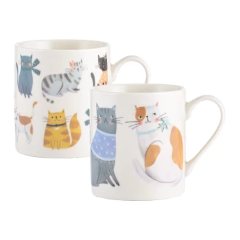 image of Price & Kensington Cosy Cats Assorted Fine China Mugs