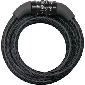Image of Master Lock Self Coiling Cable Lock Fixed Combination 8 x 1200mm in Black Braided Steel