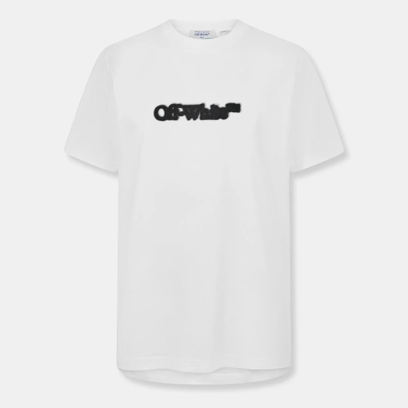Image of Off White Mens Spray Arrow Arrow Logo Print T-Shirt White-Black male XS