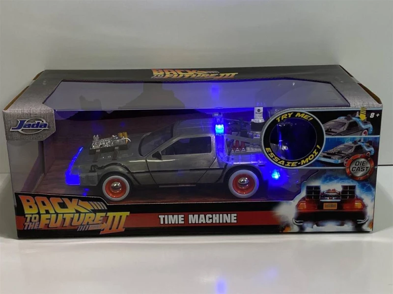 Image of Jada Back to the Future Part III Delorean with Lights Time Machine 1:24 Jada 32166 Silver unisex