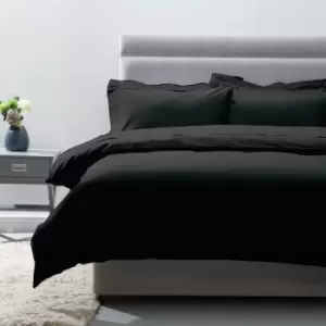 Image of 200 Thread Count 100% Egyptian Cotton Duvet Cover, Black, King - Belledorm