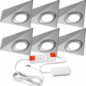 Image of 6x brushed nickel Pyramid Surface Under Cabinet Kitchen Light & Driver Kit - Natural White led
