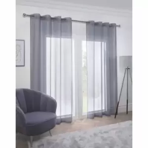 Image of Emma Barclay Aries Eyelet Voile Curtain 57X72" Silver (pair)