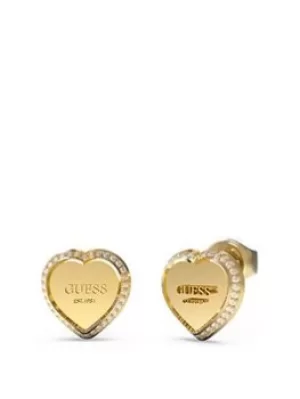 image of Guess Fine Heart Stud Earrings Ladies