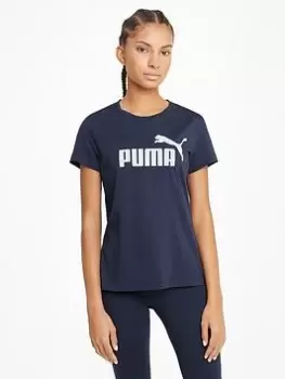 Puma Essentials Logo T-Shirt - Navy, Size S, Women