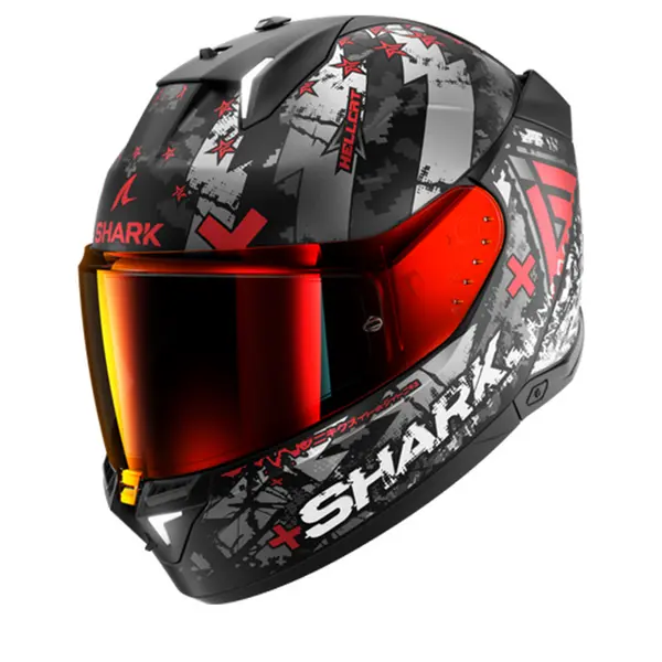 Image of Shark SKWAL i3 Hellcat Mat Black Chrom Red KUR Full Face Helmet Size S