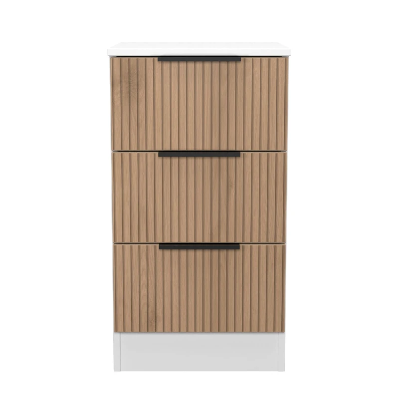 Image of Welcome Furniture Ready Assembled Java 3 Drawer Bedside Cabinet, White JAV001SEWM