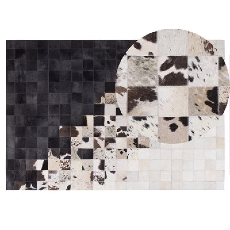 Image of Beliani Rug Kemah Black 140 X 200 Cm Leather