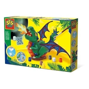 image of SES Creative - Childrens Dragon Glow-in-the-Dark Casting and Painting Set (Multi-colour)