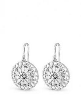 image of Mood Silver Plated Filagree Disc Drop Earring