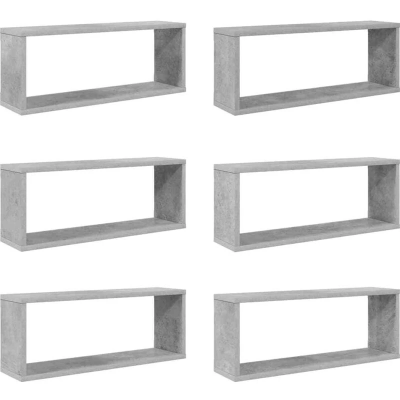 Image of VIDAXL Vidaxl - Wall Cube Shelf 6 pcs Concrete Grey 60x15x23cm Engineered Wood 8720286595657