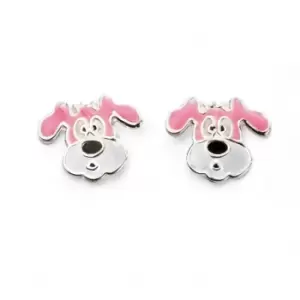 image of Beginnings Sterling Silver Enamel Dog Stud Earrings A2021