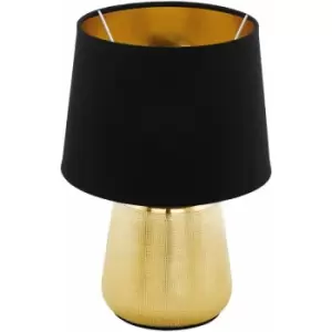 image of Loops - Table Lamp Colour Gold Coloured Shade Black Gold Fabric Bulb E14 1x40W