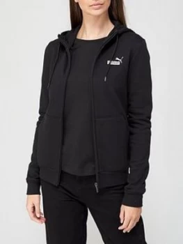 image of Puma Essential Hooded Jacket Fleece Hoodie - Black Size M Women