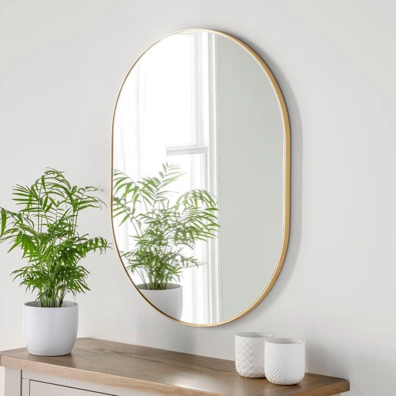 Image of Yearn Mirrors Minimal Oval Mirror Gold 80(h) x 60cm(w) Gold
