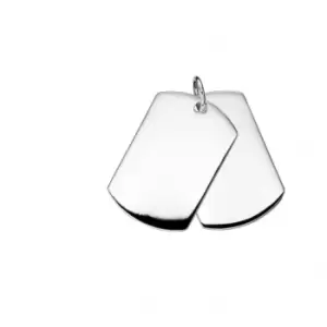 image of Beginnings Sterling Silver P038 Mens Double Dog Tag Pendant