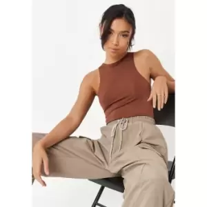 Missguided Petite Racer Bodysuit - Brown