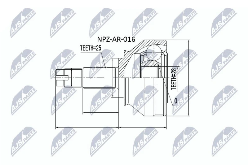 Image of NTY CV joint kit NTY NPZ-AR-016