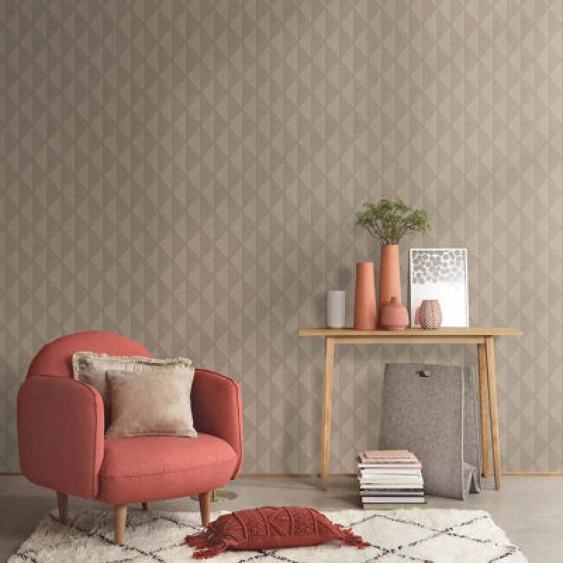 Image of Erismann Erismann Woven Whisper Brown Vinyl Wallpaper brown
