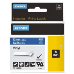 Dymo 1805243 White On Blue Label Tape 12mm x 5m