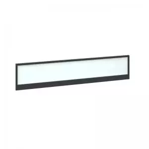Image of Straight glazed desktop screen 1800mm x 380mm - polar white with black