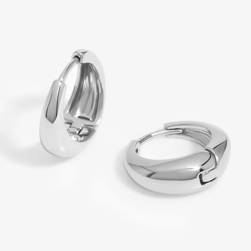 Image of Inicio Silver Plated Polished Hoop Earrings - Gift Pouch Silver female
