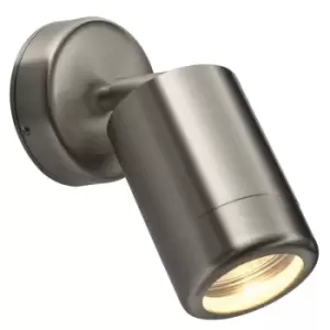 Image of Adjustable Outdoor IP65 Wall Spotlight - 7W LED GU10 - Brushed Stainless Steel