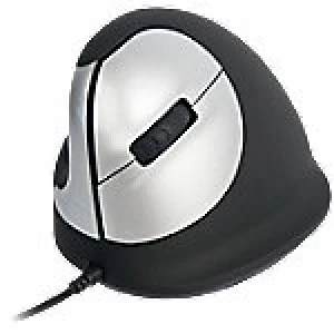 Image of R-Go Tools Wired Left Handed Vertical Ergonomic Mouse HE Optical Black, Silver