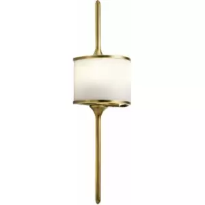 image of Loops - IP44 Twin Wall Light Mid Way Integral Glass Shade Natural Brass LED G9 3.5W