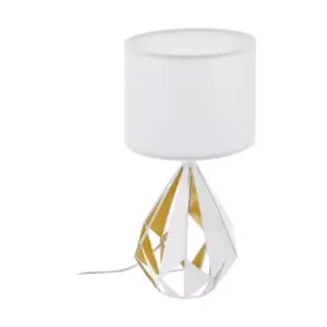 Image of Table Lamp Desk Light White Shade & Honey Gold Geometric 1 x 60W E27 Bulb