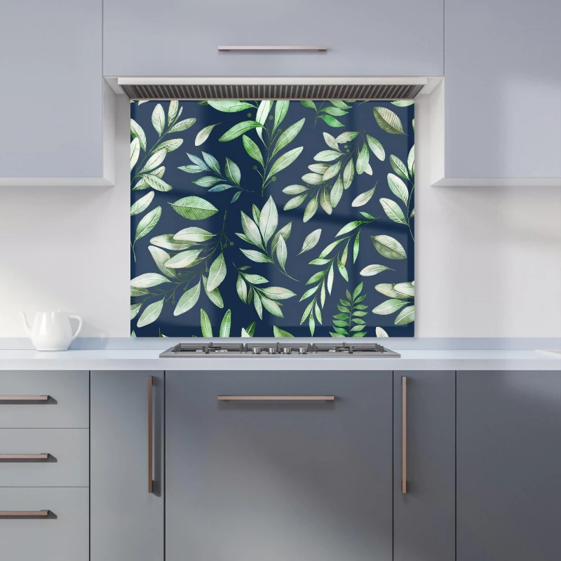 Image of Warren Reed - Designer Watercolor Leaves Kitchen Splashback in Green Size: 600mm x 750mm Green Unisex 600mm x 750mm