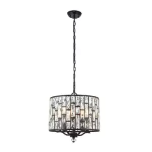 Image of Ceiling Pendant Light Dark Bronze Paint & Clear Crystal 5 x 40W E14