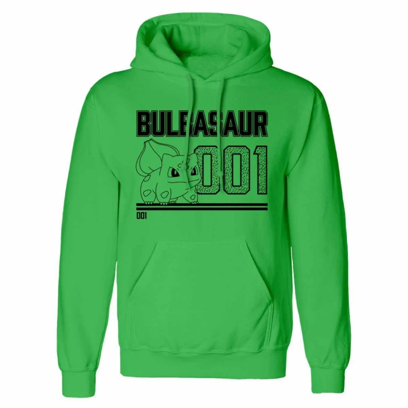 Image of Pokemon Mens Bulbasaur Line Art Hoodie in Green Size: Medium Green Male M