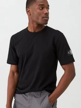 Image of Calvin Klein Jeans Monogram Sleeve Badge T-Shirt - Black, Size S, Men