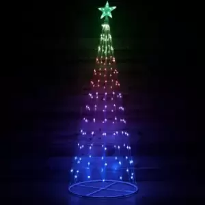 Image of 7ft (2.1m) Christmas Cone Tree with 166 Colour Changing LEDs and Remote Control